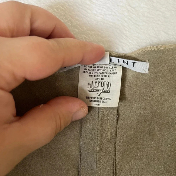 ANJA FLINT Leather Suede Size L Duster Cardigan Tie Up Khaki Neutral Lagenlook - Picture 10 of 13